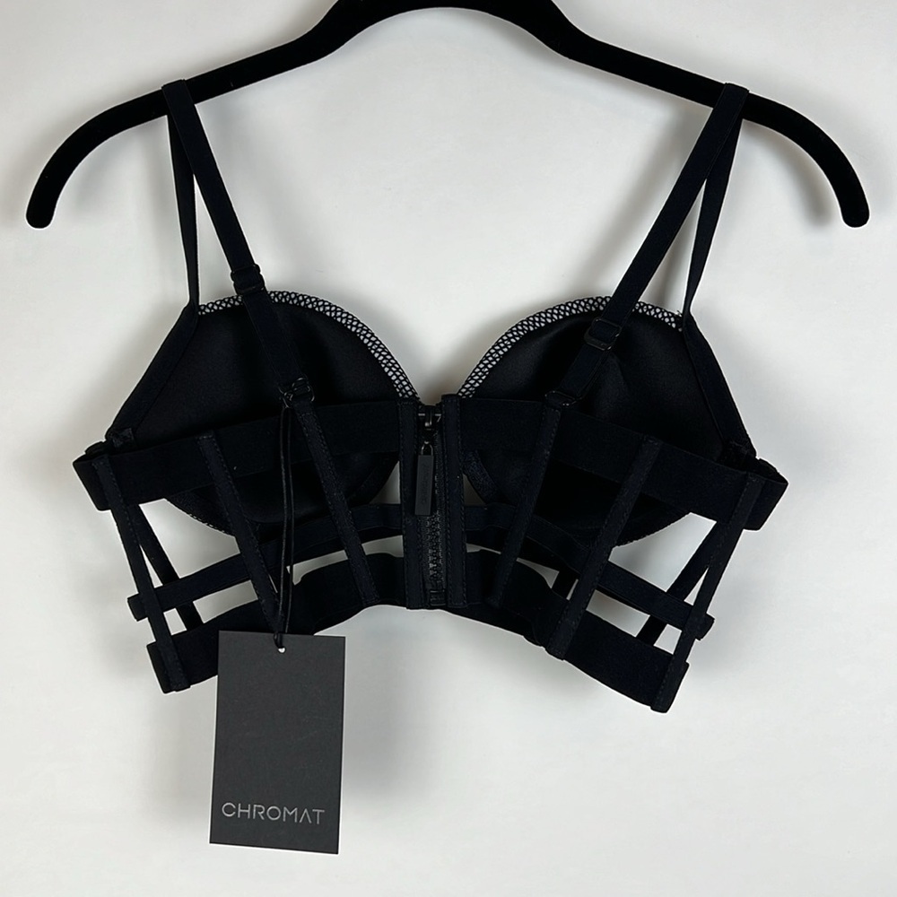 NWT CHROMAT Cage Bralette Black Mesh Bra Small - Picture 5 of 8